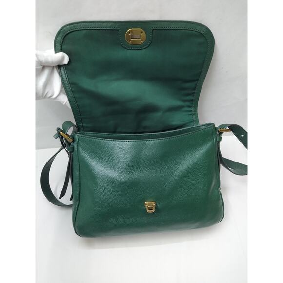 Fossil Green Leather Suede Pushlock Flap Closure Crossbody Bag - Picture 10 of 16